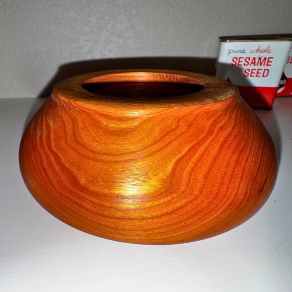 Hand Turned Solid Wood Bowl – Mid Century Modern Danish Style Decor - Picture 6 of 7